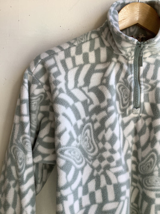 Harlow Sage Green & White Patterned Fleece Pullover