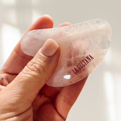Gua Sha en quartz rose