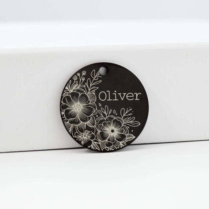 Flower Oliver Engraved - Pet ID Tag