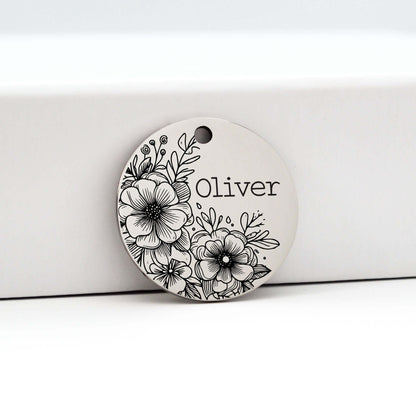 Flower Oliver Engraved - Pet ID Tag