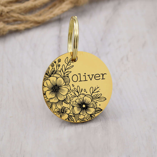 Flower Oliver Engraved - Pet ID Tag