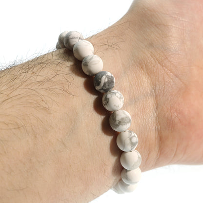 Howlite White Bead Bracelet