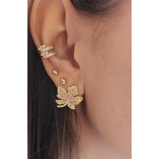 Zirconia Maple Leaf Earring